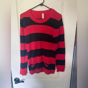 womens red and black sweater